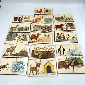 Vintage Playskool Animal Homes Match Ups 32 Piece/16 Puzzles 1978